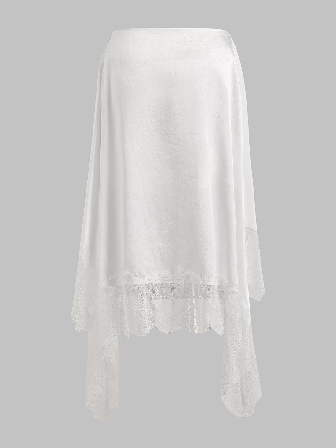 Brick Lane Straight Lace Flowers Midi Skirt - White