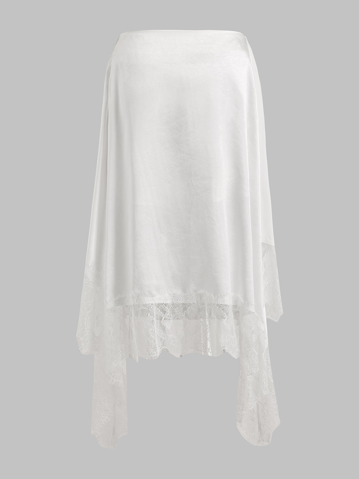 Brick Lane Straight Lace Flowers Midi Skirt - White