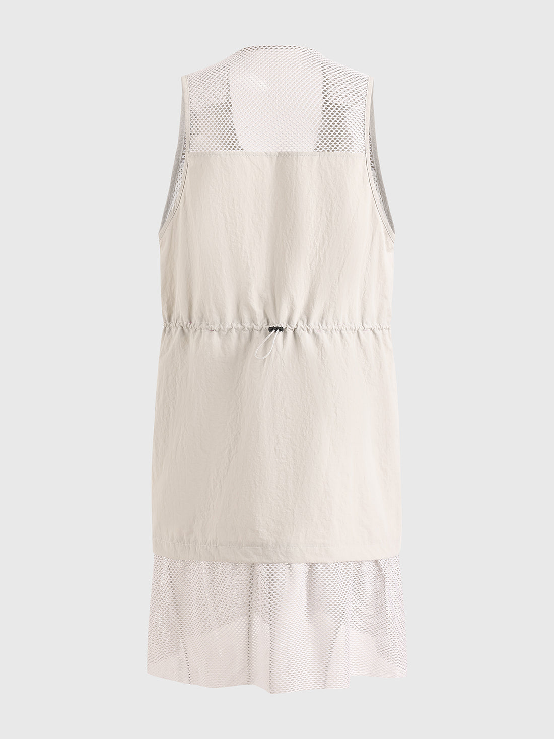 Brick Lane Layered-look Mesh Patchwork Utility Vest Dress - Apricot