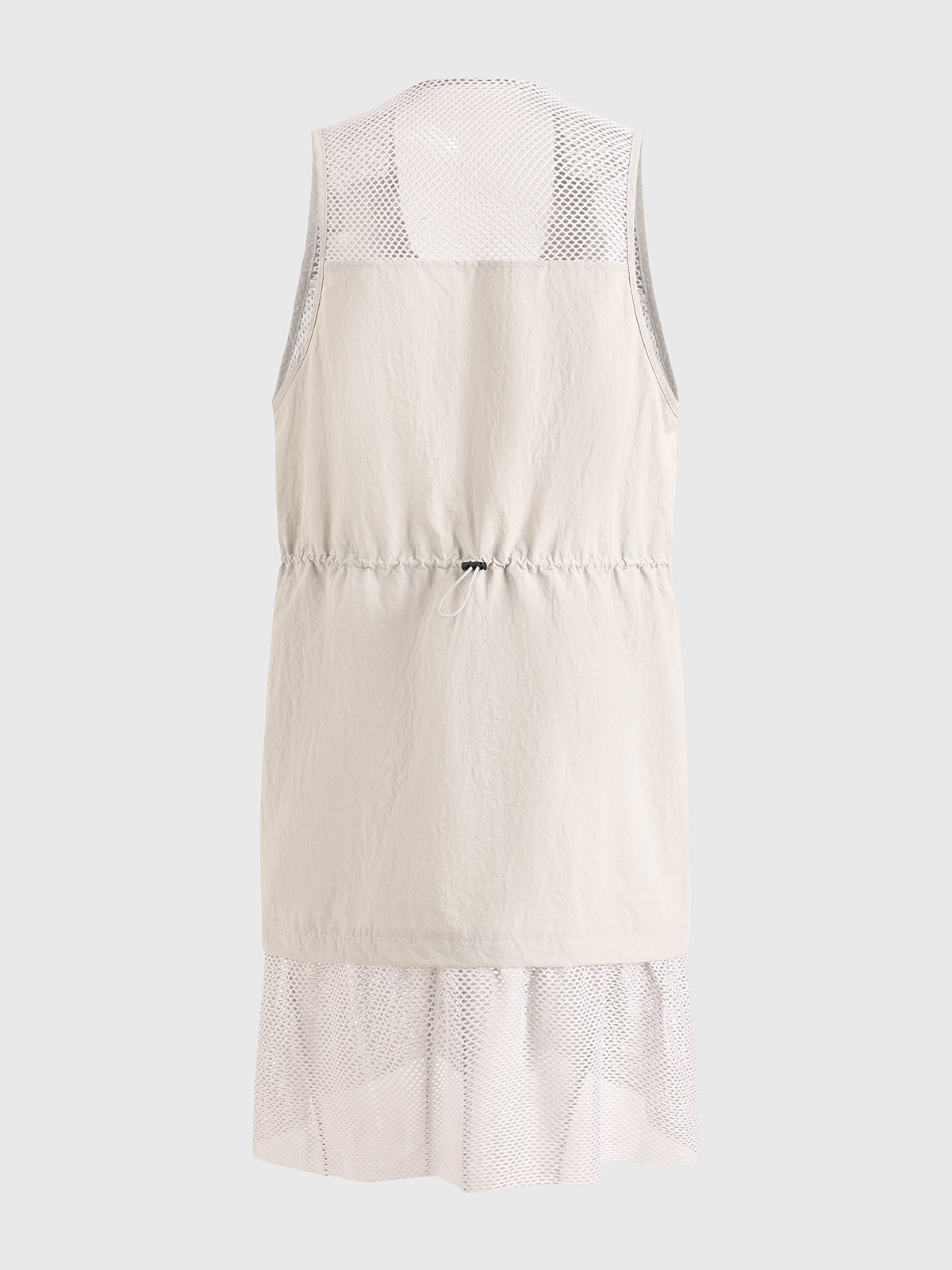 Brick Lane Layered-look Mesh Patchwork Utility Vest Dress - Apricot