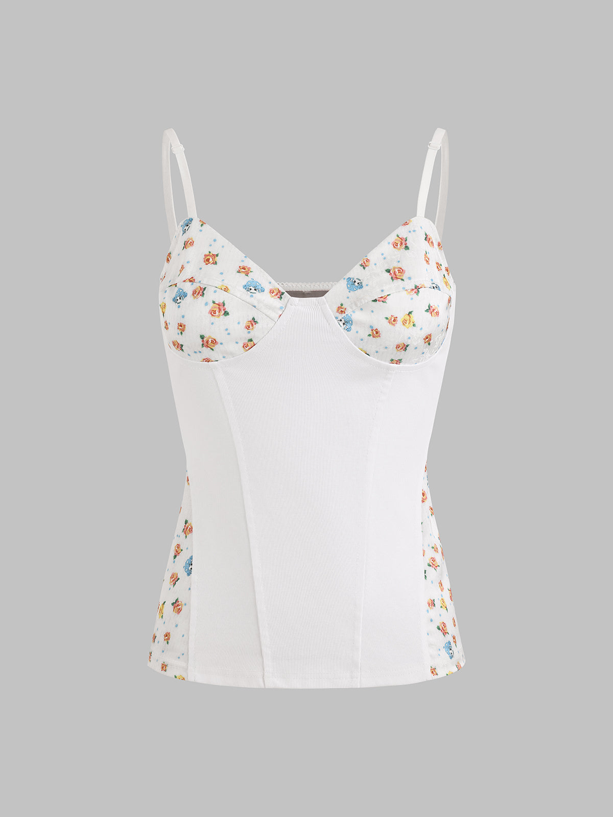 Brick Lane Skimming Floral Print Cami Top - Apricot