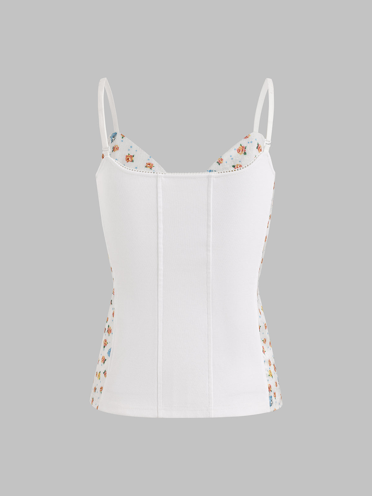 Brick Lane Skimming Floral Print Cami Top - Apricot