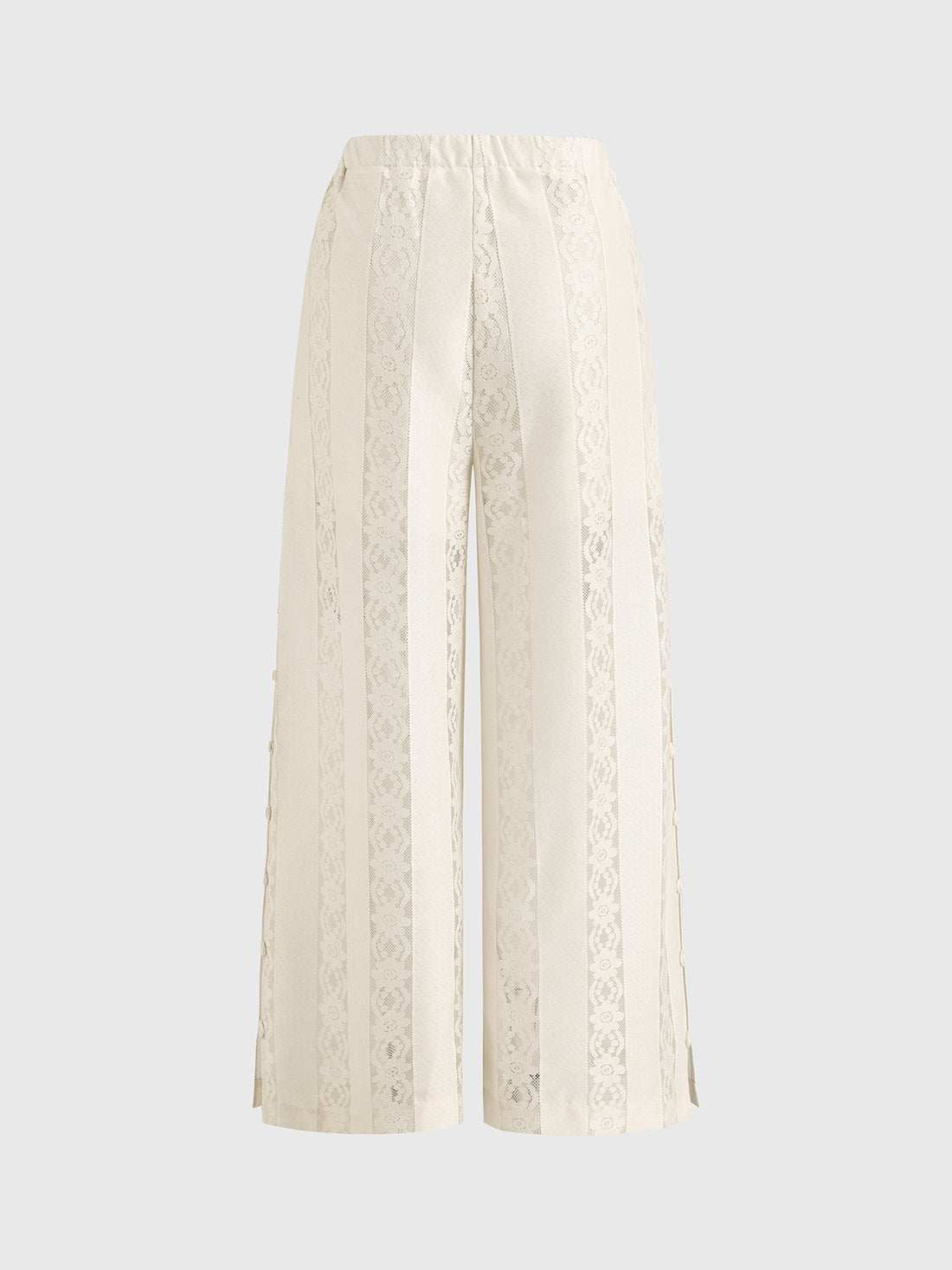 Dolled Office Straight Lace Detailed Wide-leg Pants - Apricot