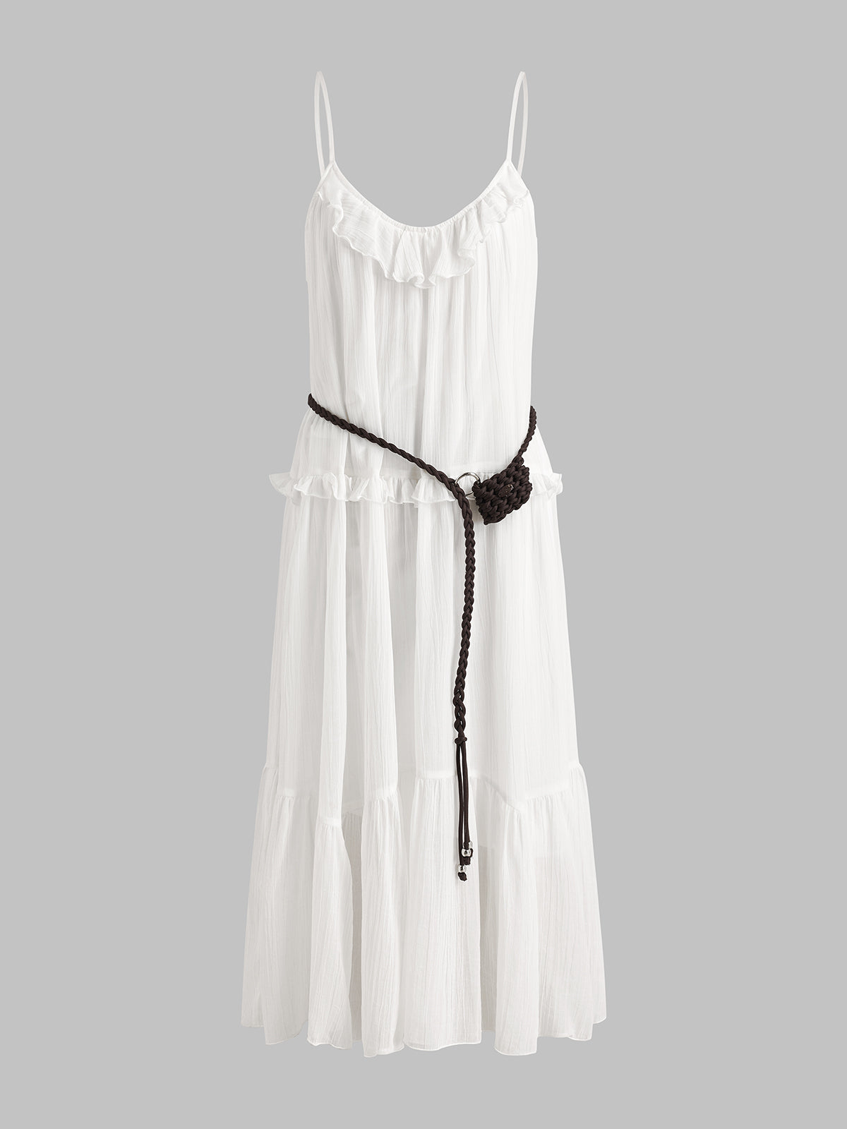 Dolled Office Tie-waist Draped Cami Maxi Dress - White