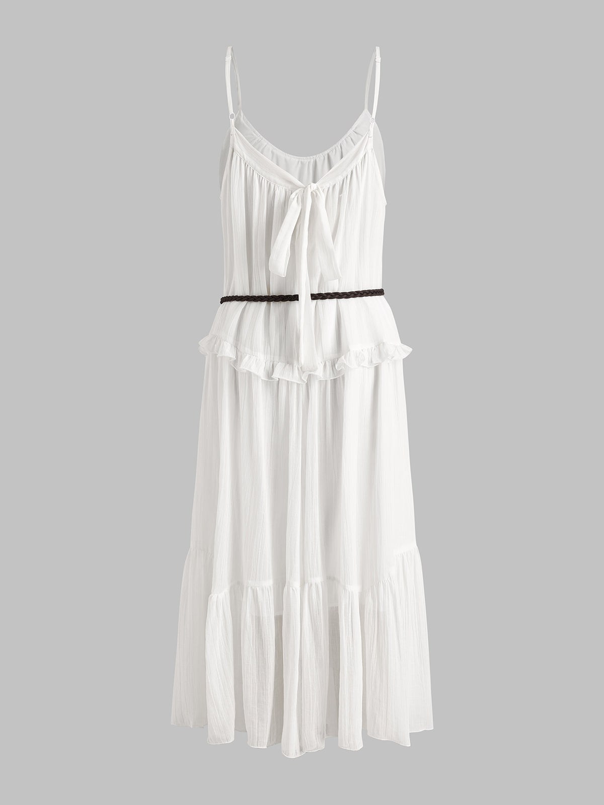 Dolled Office Tie-waist Draped Cami Maxi Dress - White
