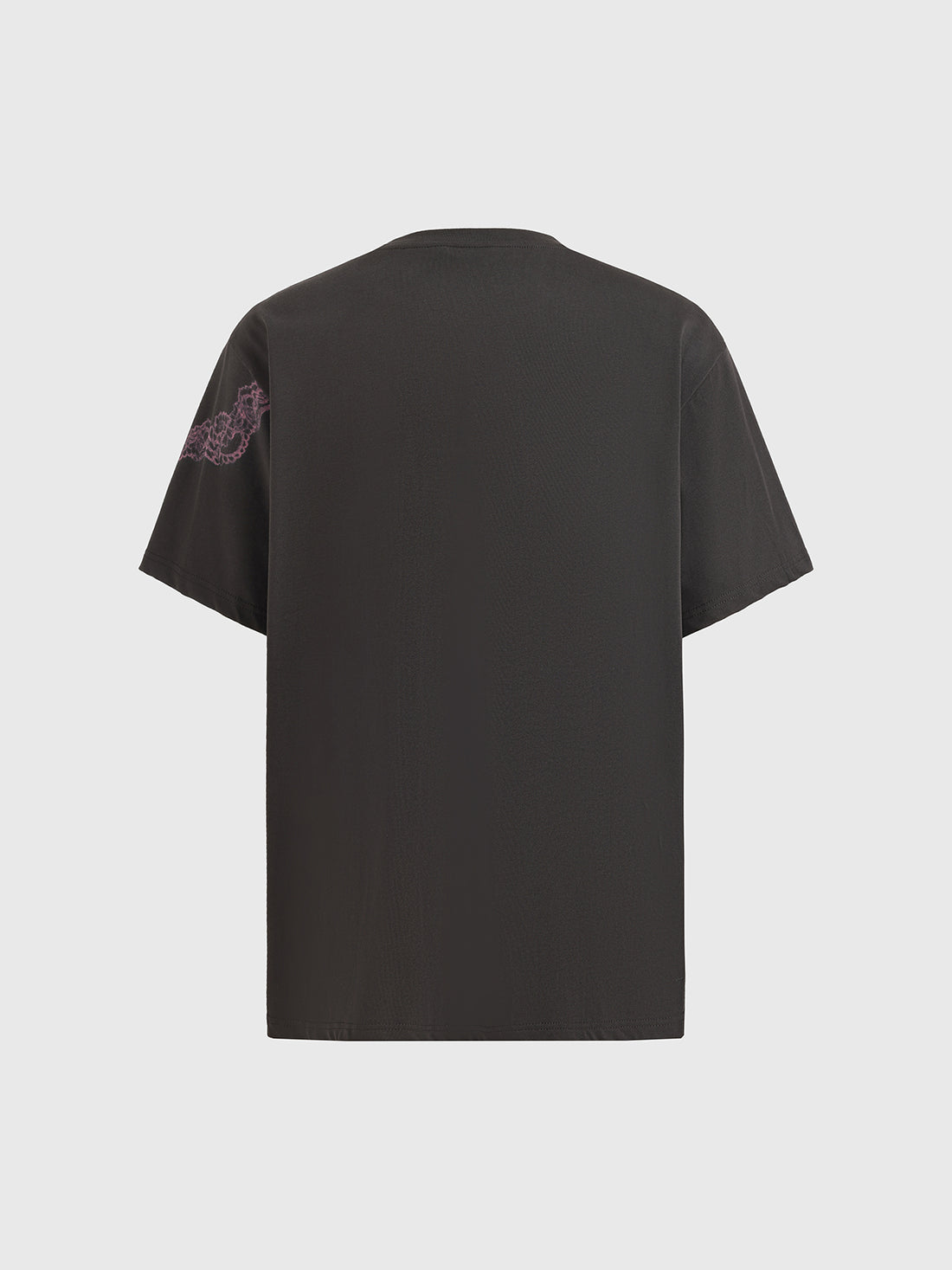 Brick Lane Baggy Butterfly Illustration Print Tee - Charcoal