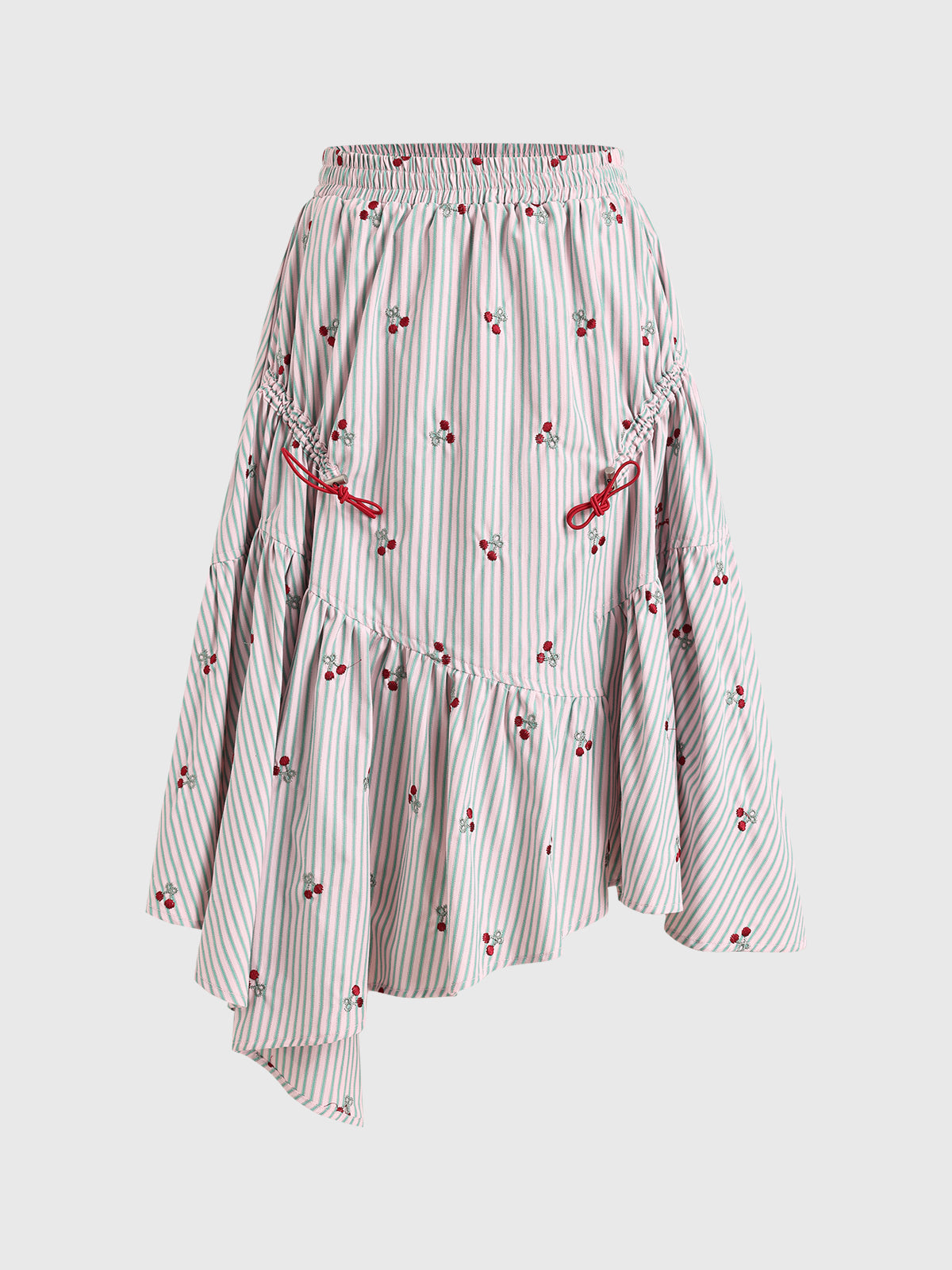 Brick Lane Asymmetric Abstract Stripe Midi Skirt - Multi