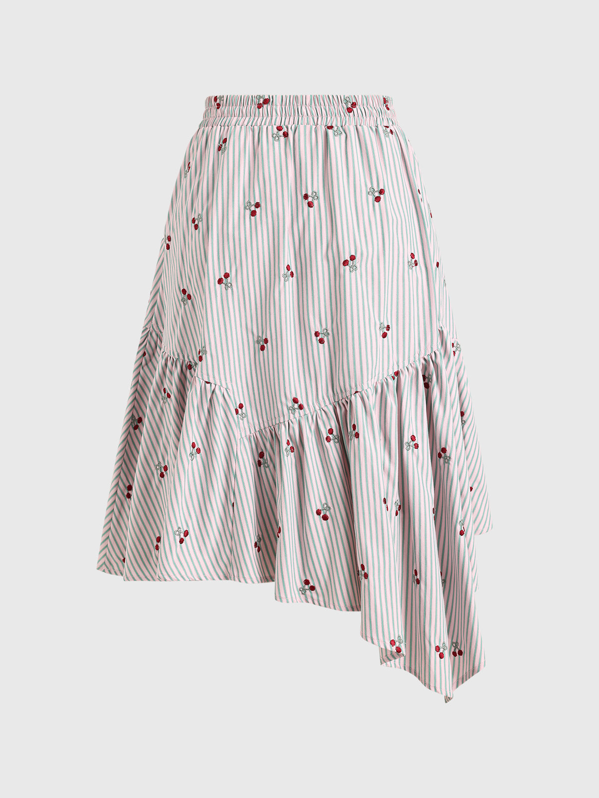 Brick Lane Asymmetric Abstract Stripe Midi Skirt - Multi