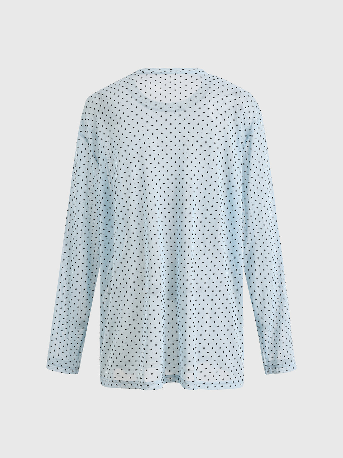 Brick Lane Mesh Dot Graphic Long Sleeve Top - Baby Blue