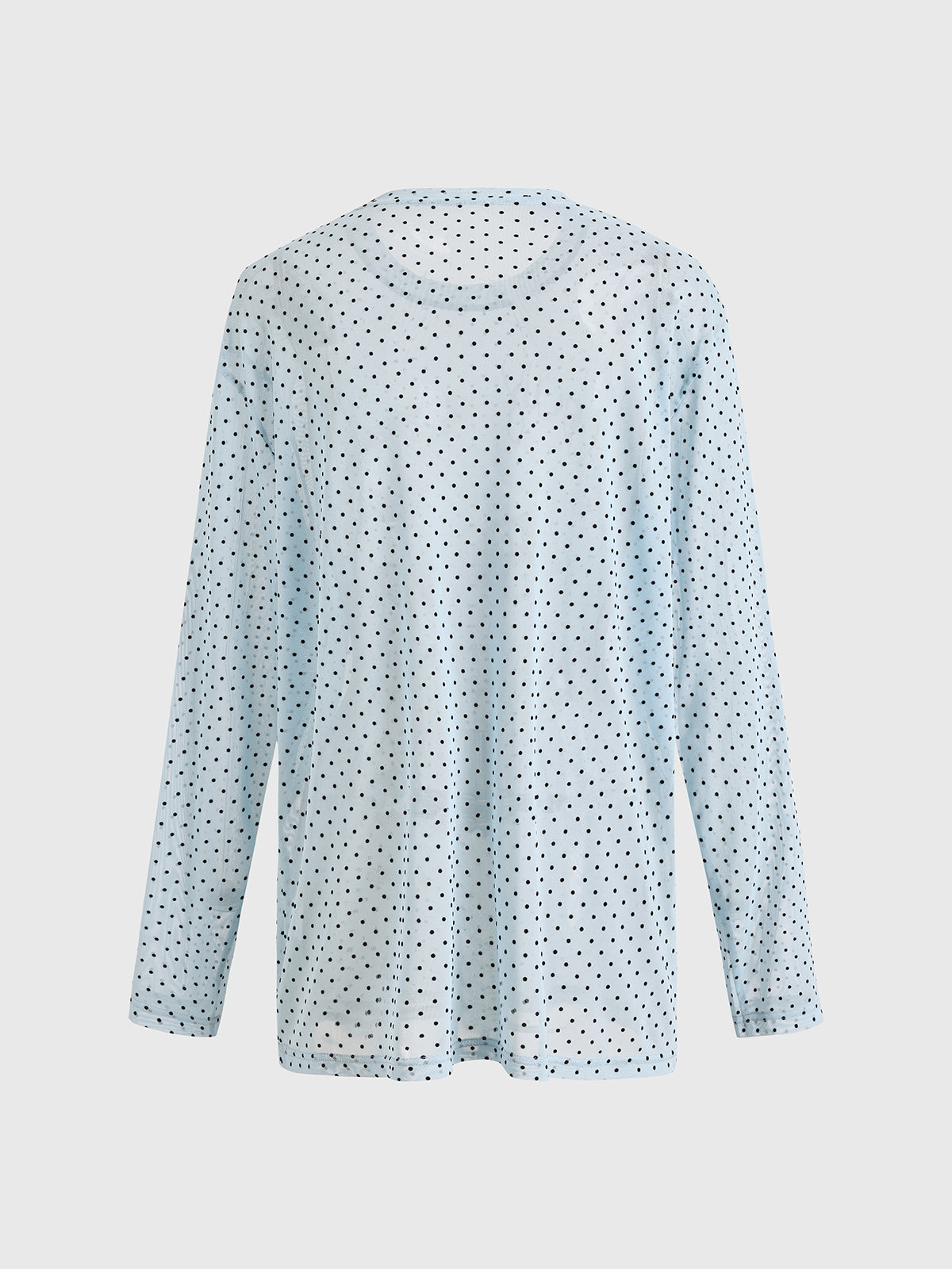Brick Lane Mesh Dot Graphic Long Sleeve Top - Baby Blue