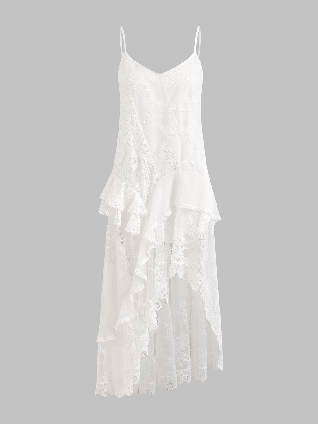 Dolled Office Lace Patchwork Flowy Maxi Dress - White