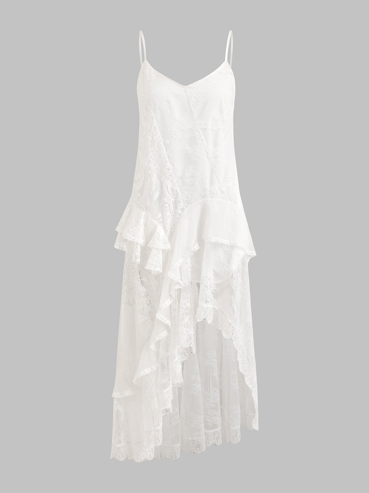 Dolled Office Lace Patchwork Flowy Maxi Dress - White