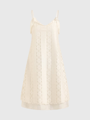 Dolled Office Lace Detailed Cami Maxi Dress - Cream