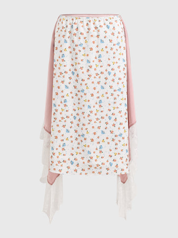 Brick Lane Lace Detailed Deconstructed Skirt - Pink