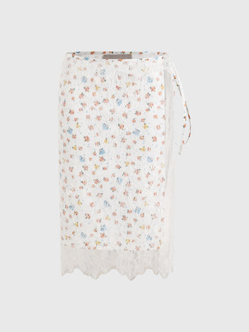 Brick Lane Lace Detailed Deconstructed Skirt - Apricot