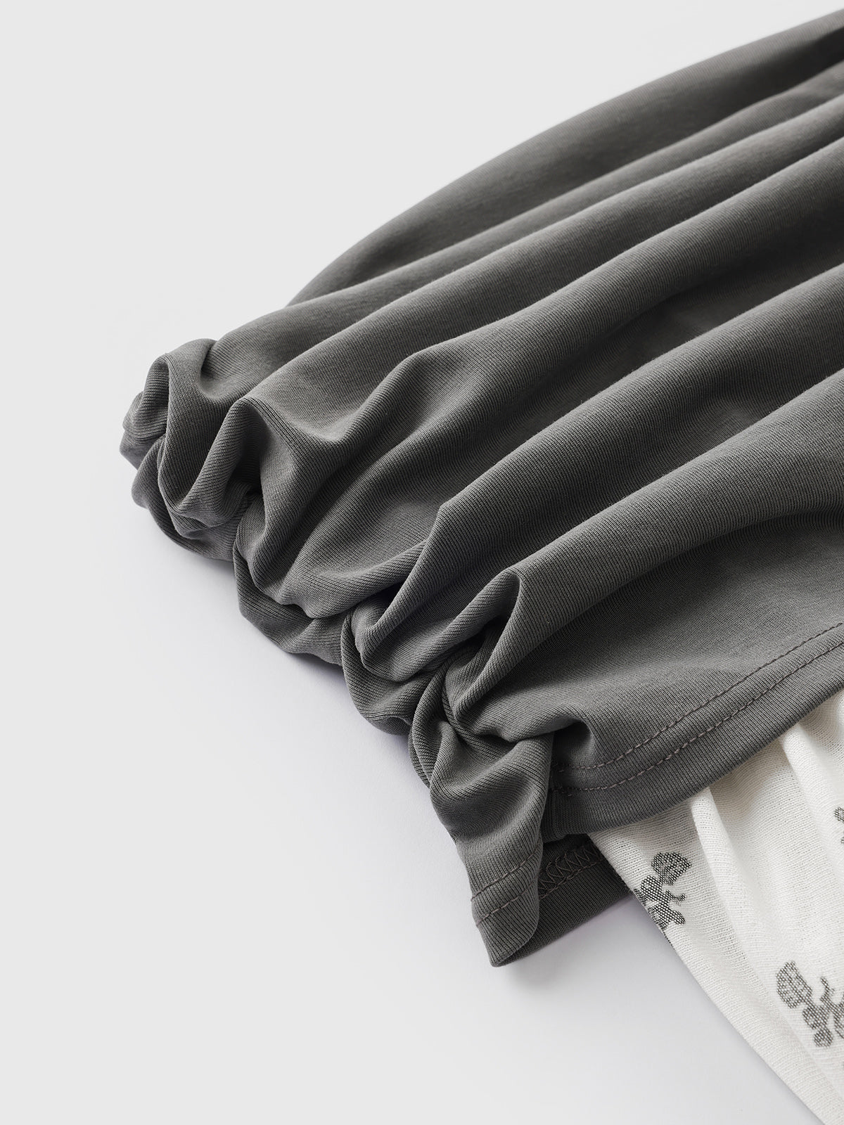 Dolled Office Off-shoulder Draped Patchwork Top - Charcoal/Cream