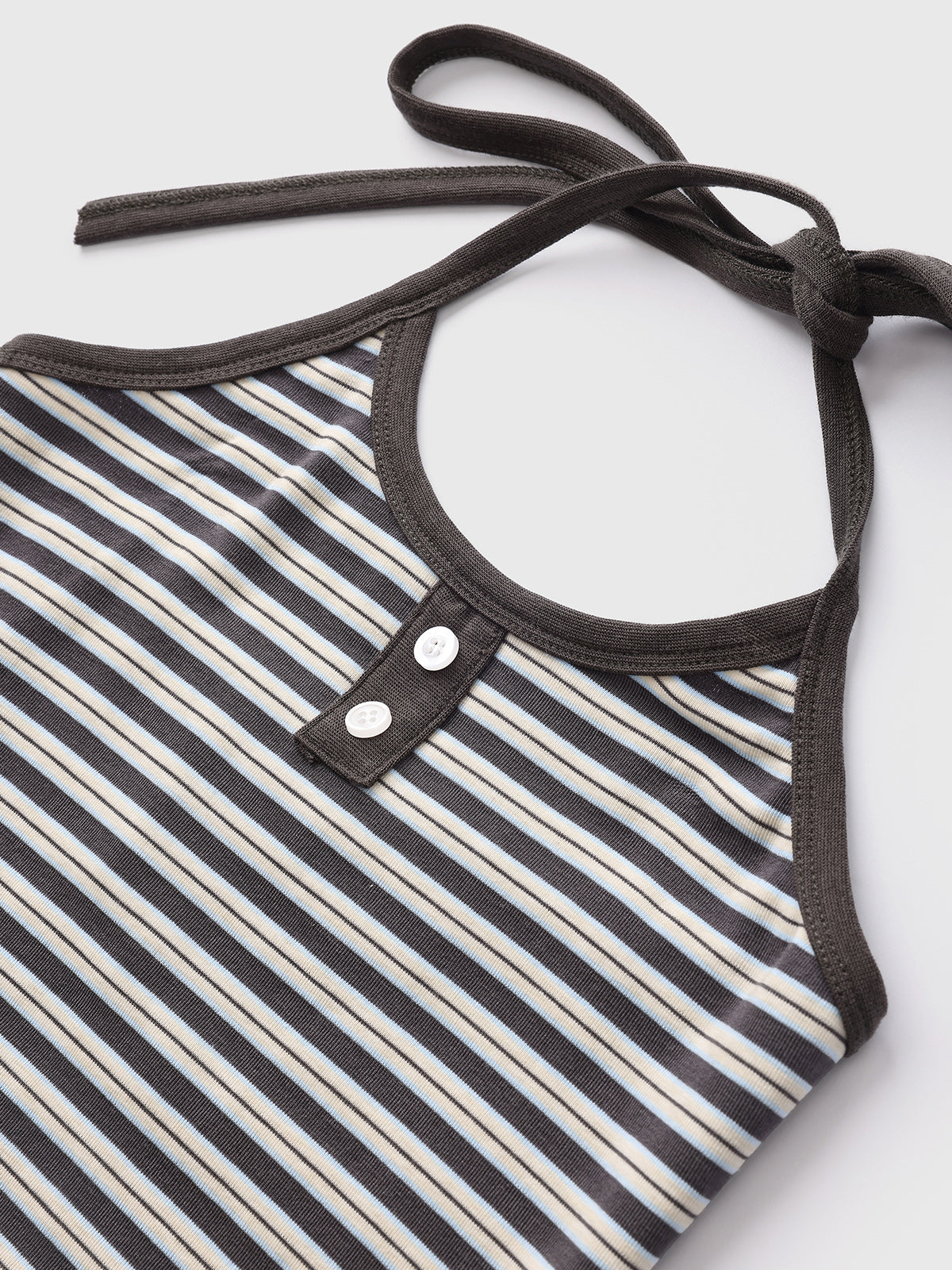 Dolled Office Skimming Stripe Contrast Trim Top - Grey