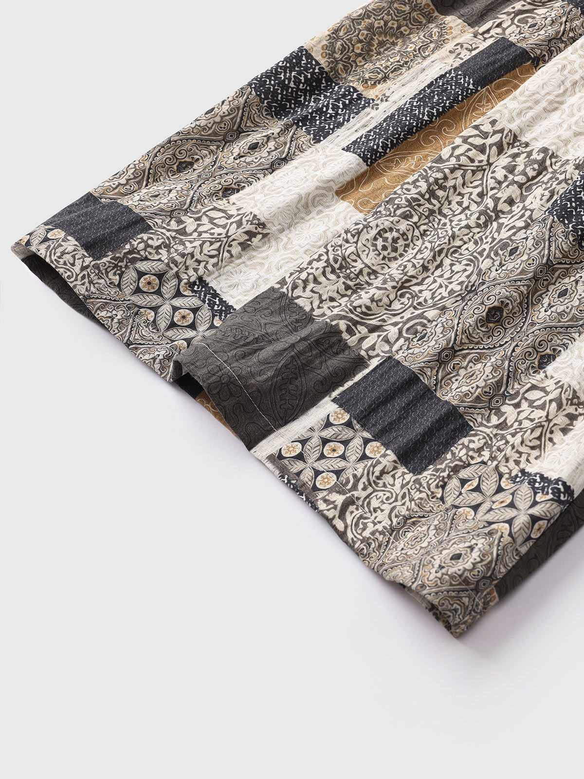 Brick Lane Wide-leg Patchwork Graphic Pants - Multi