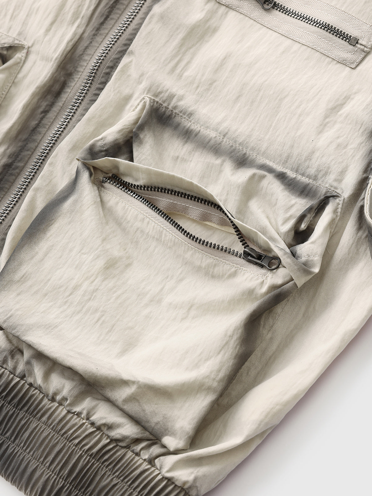 Brick Lane Baggy Contrast Color Utility Vest - Apricot