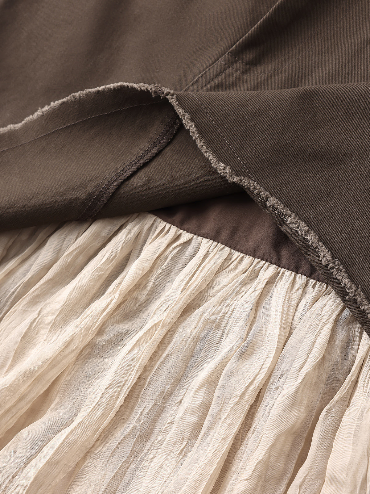 Brick Lane A-line Contrast Color Asymmetric Skirt - Coffee