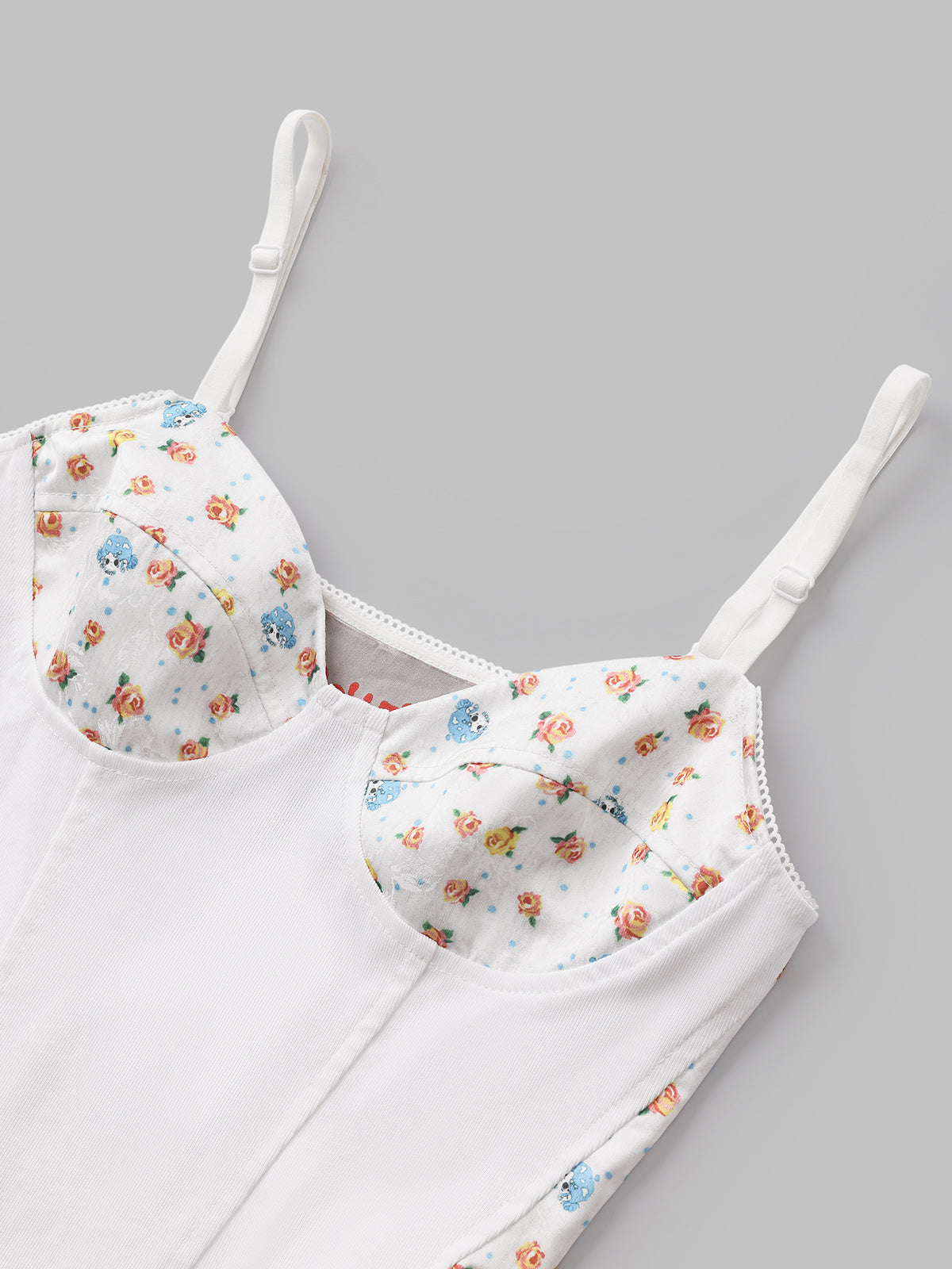 Brick Lane Skimming Floral Print Cami Top - Apricot
