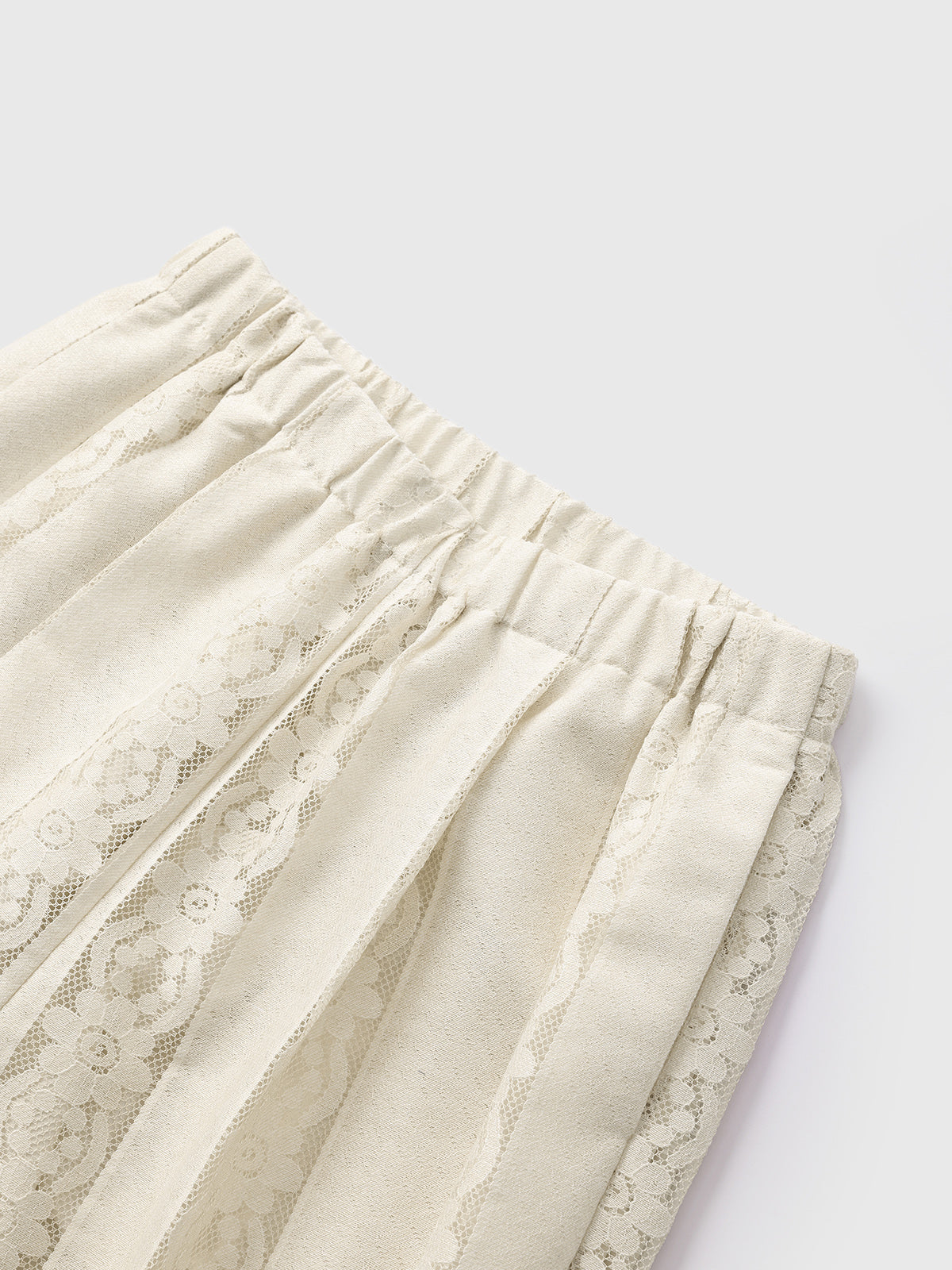 Dolled Office Straight Lace Detailed Wide-leg Pants - Apricot