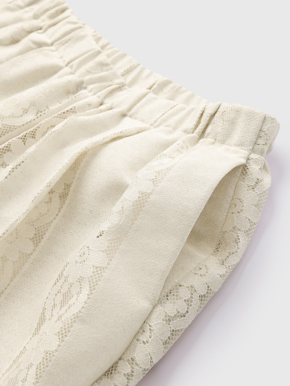 Dolled Office Straight Lace Detailed Wide-leg Pants - Apricot