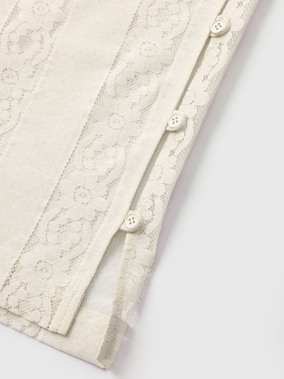 Dolled Office Straight Lace Detailed Wide-leg Pants - Apricot