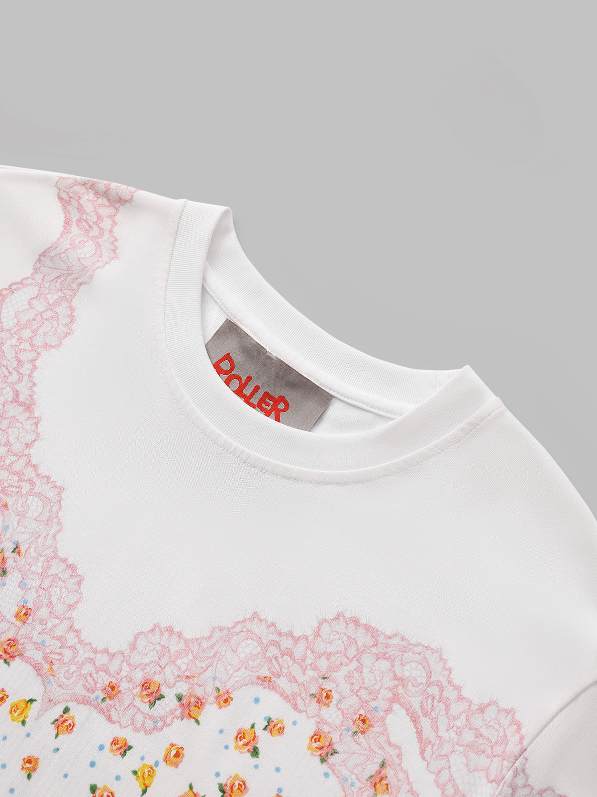 Brick Lane Baggy Butterfly Illustration Print Tee - White