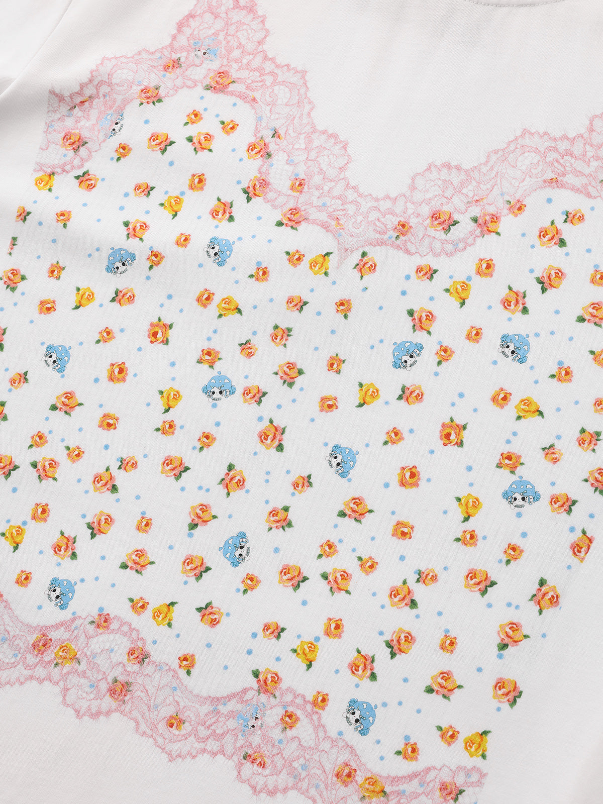 Brick Lane Baggy Butterfly Illustration Print Tee - White
