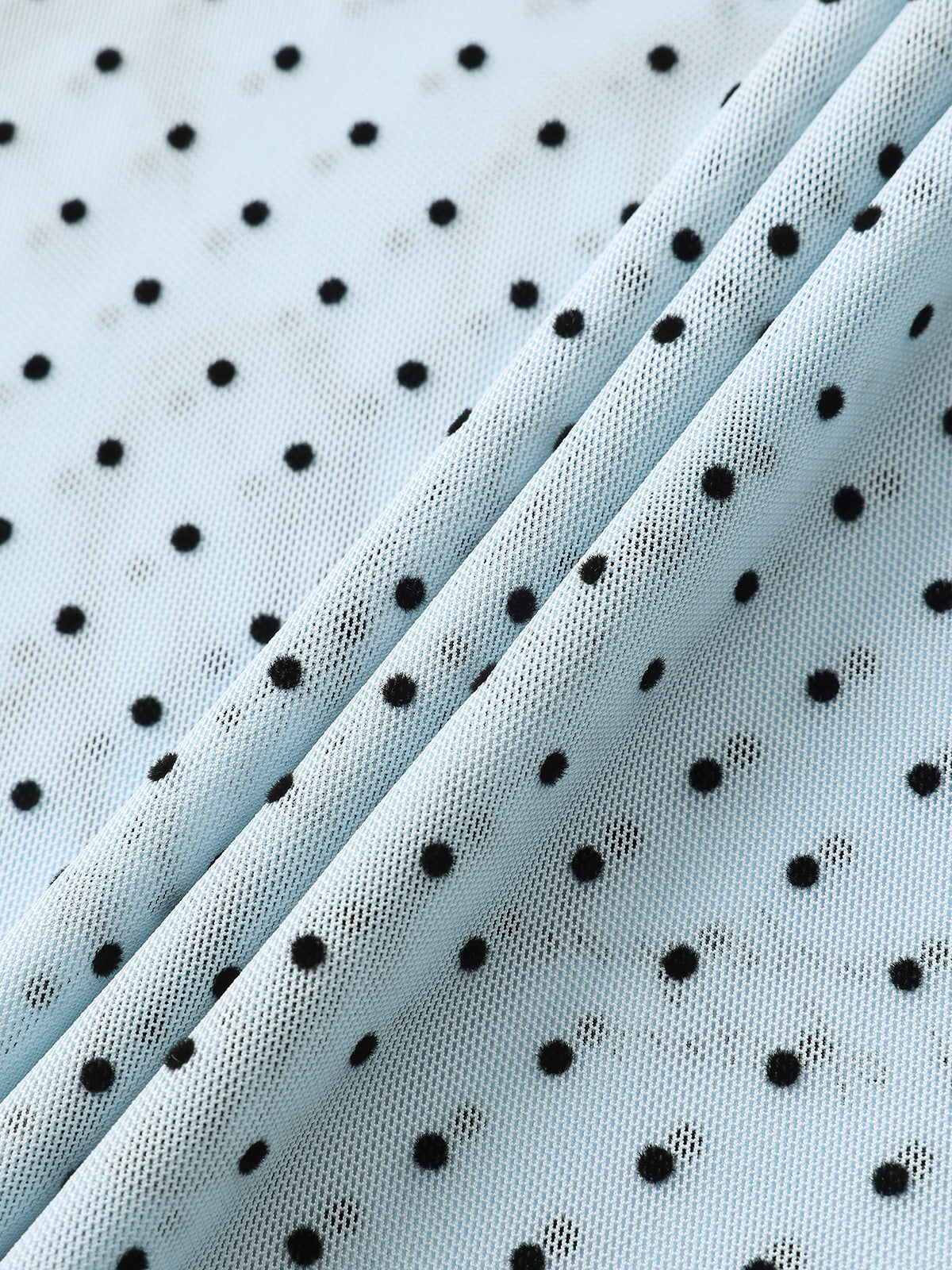 Brick Lane Mesh Dot Graphic Long Sleeve Top - Baby Blue