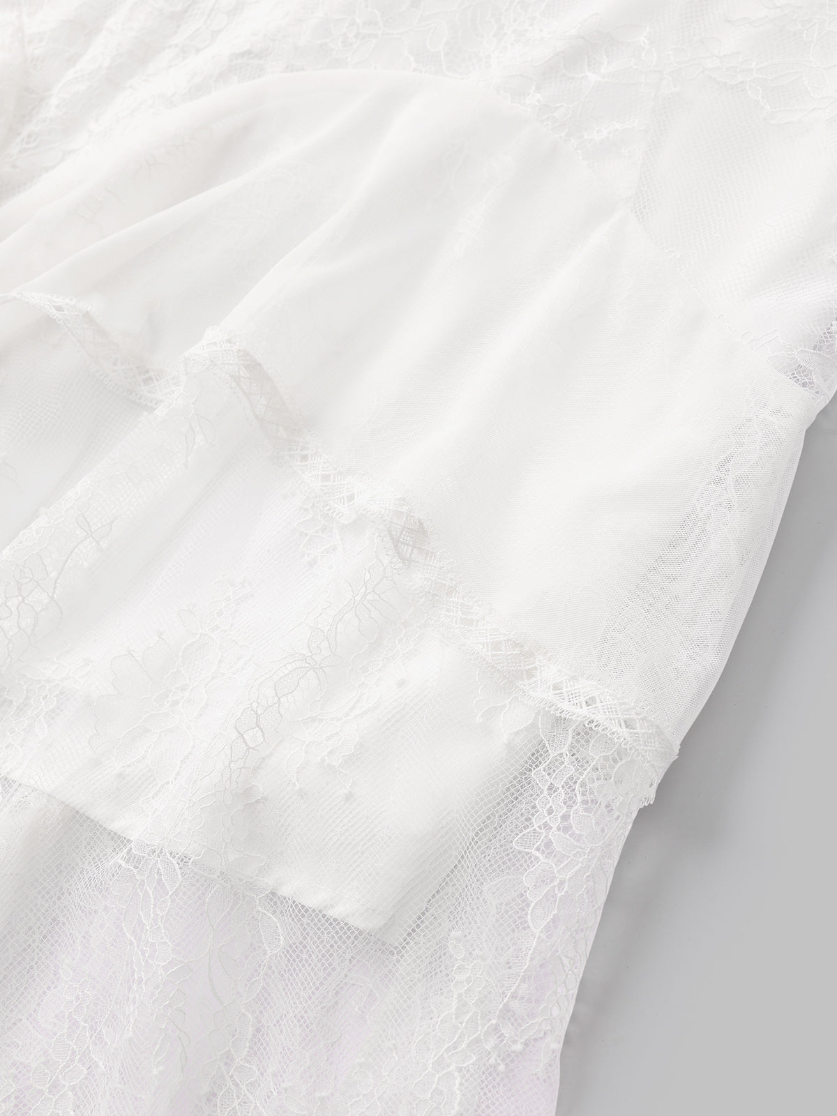 Dolled Office Lace Patchwork Flowy Maxi Dress - White