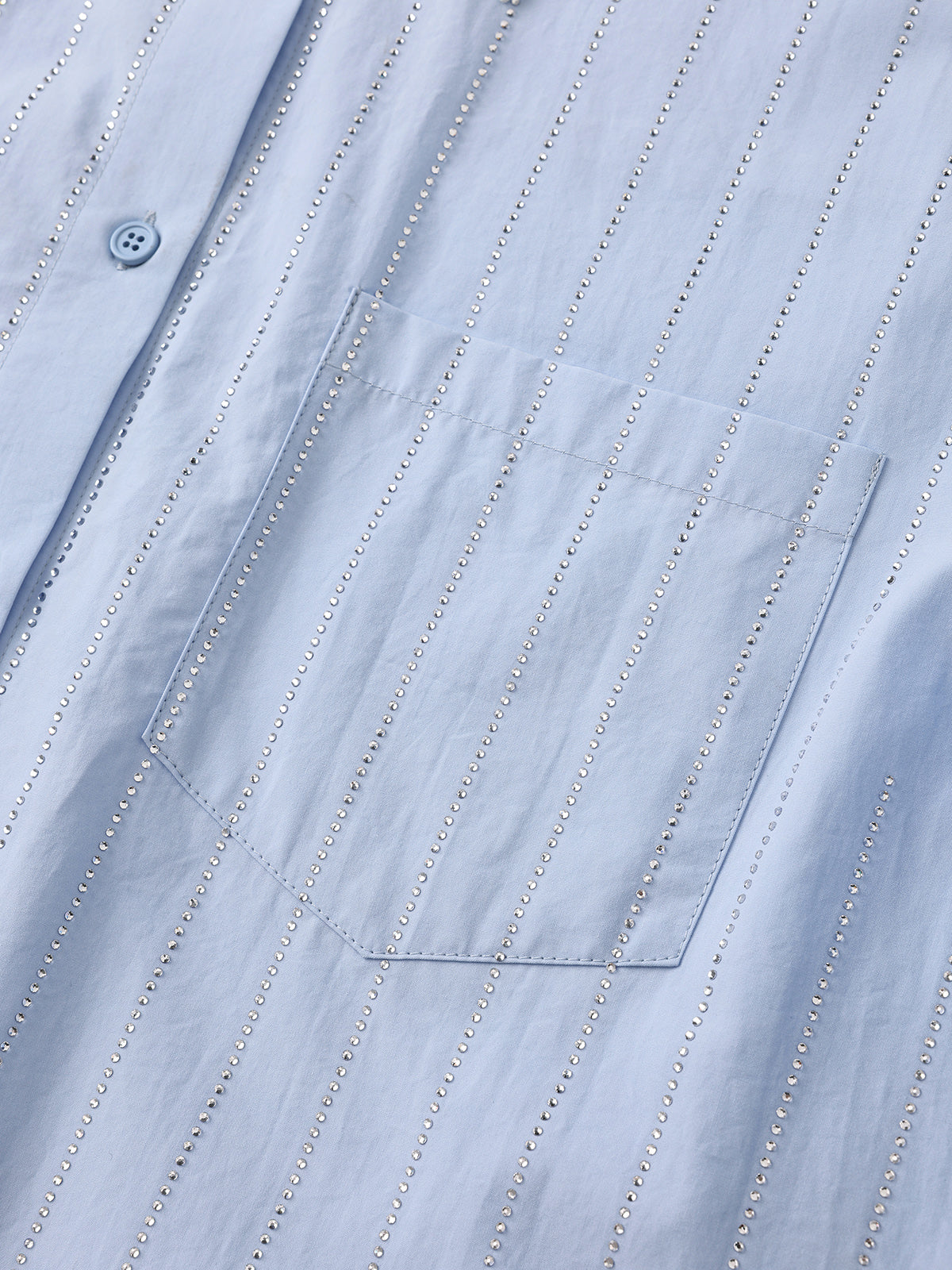 Dolled Office Baggy Stripe Contrast Collar Shirt - Blue/White