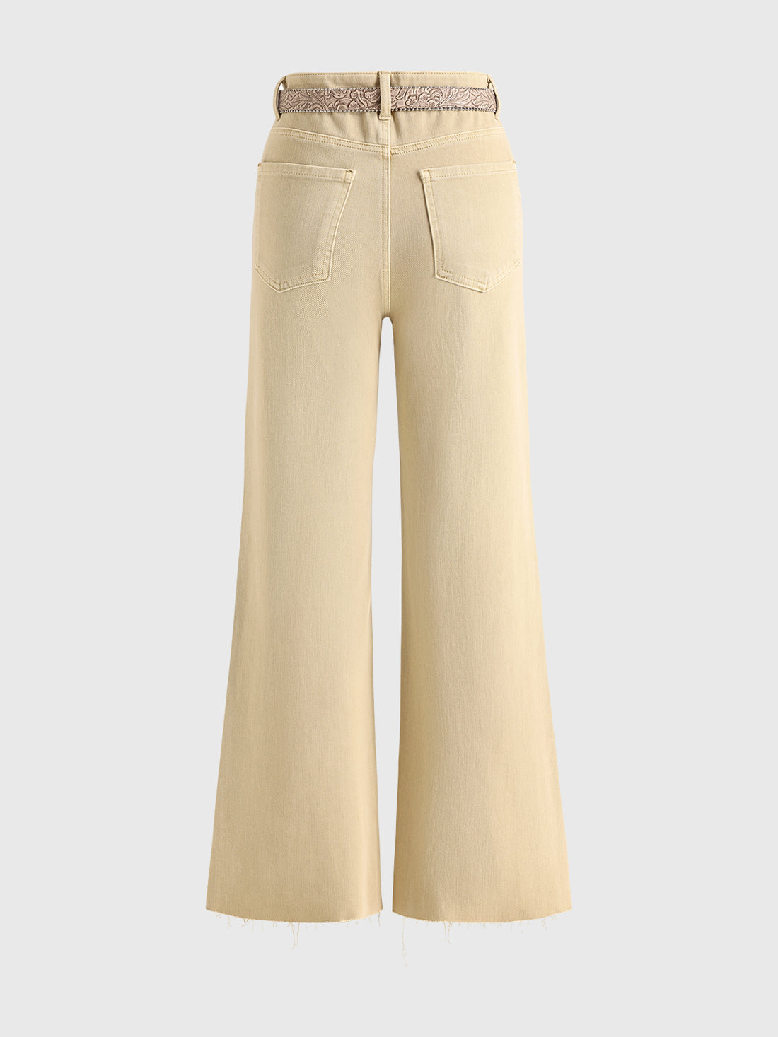 Brick Lane Flared Rhinestone Studded Utility Pants - Khaki