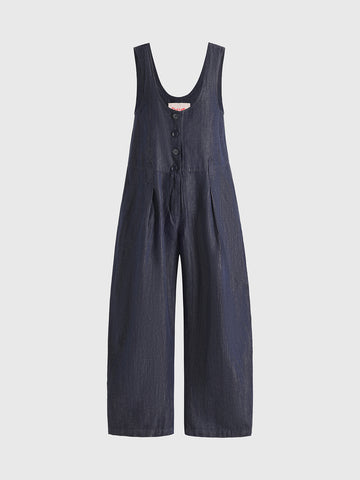 Brick Lane Wide-leg Utility Cargo Jumpsuit - Navy