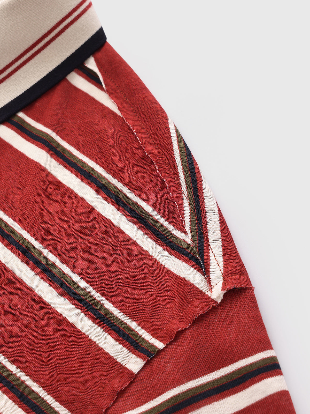 Co-ed Dorm Baggy Stripe Contrast Collar Polo - Red/White