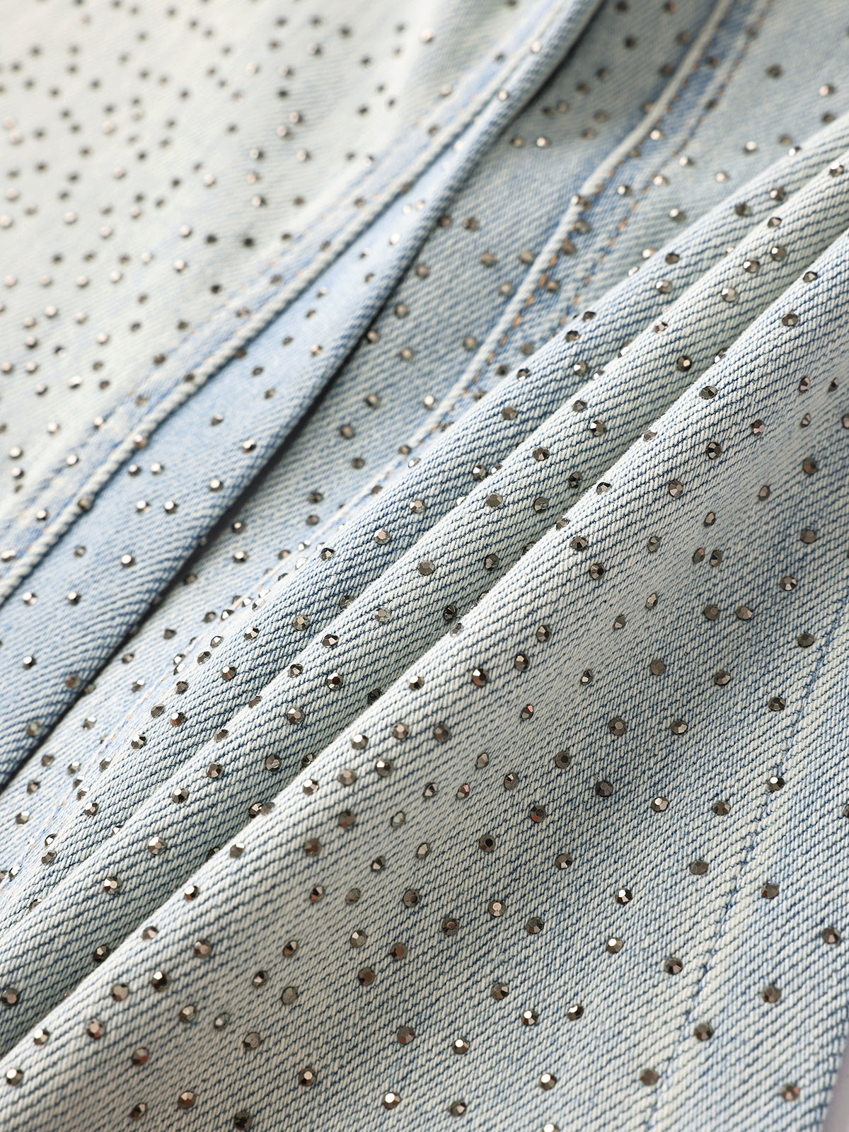Brick Lane Flared Rhinestone All-over Print Jeans - Light Blue