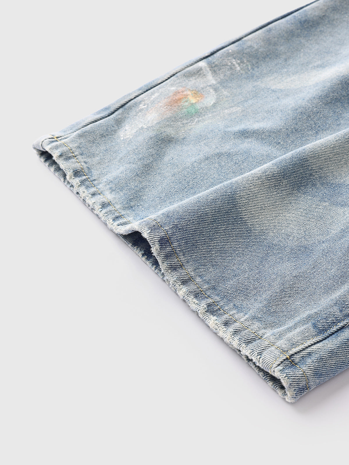 Brick Lane Wide-leg Snow Wash Distressed Jeans - Light Blue