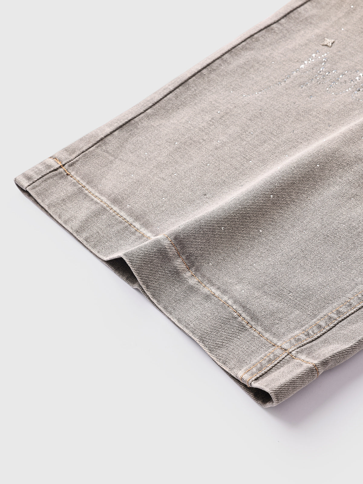Brick Lane Wide-leg Gradient Rhinestone Studded Jeans - Grey/Blue