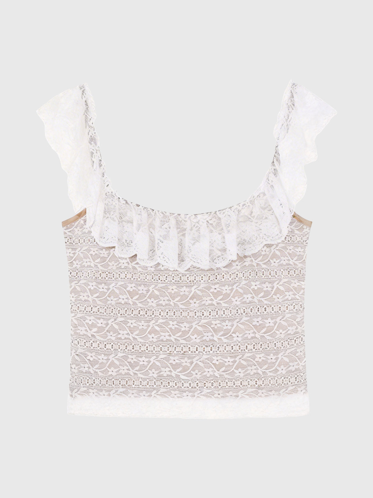 Petal Lace Cami Top - Pearl White