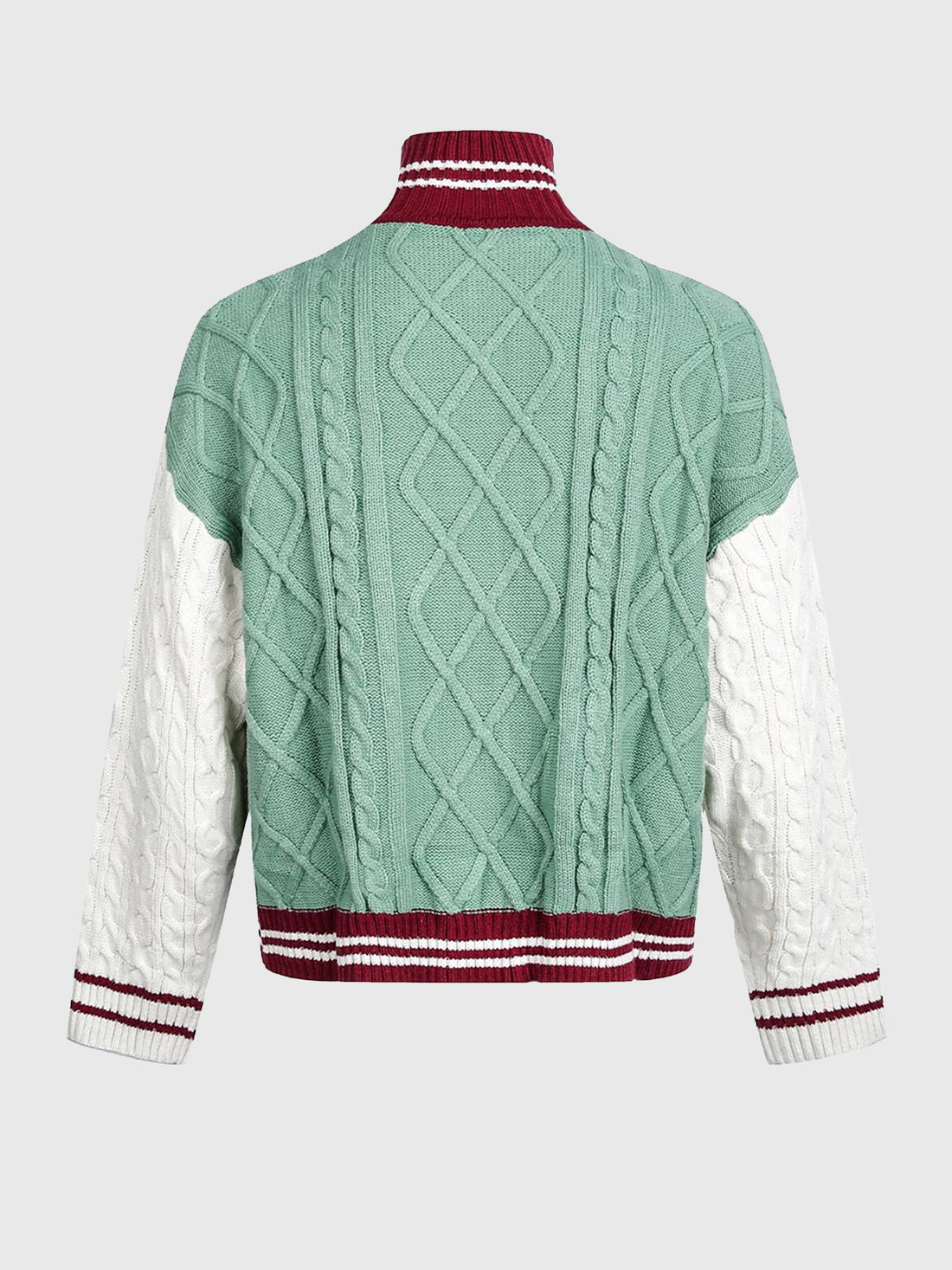 Varsity Mint Knit Bomber – Mint Burgundy