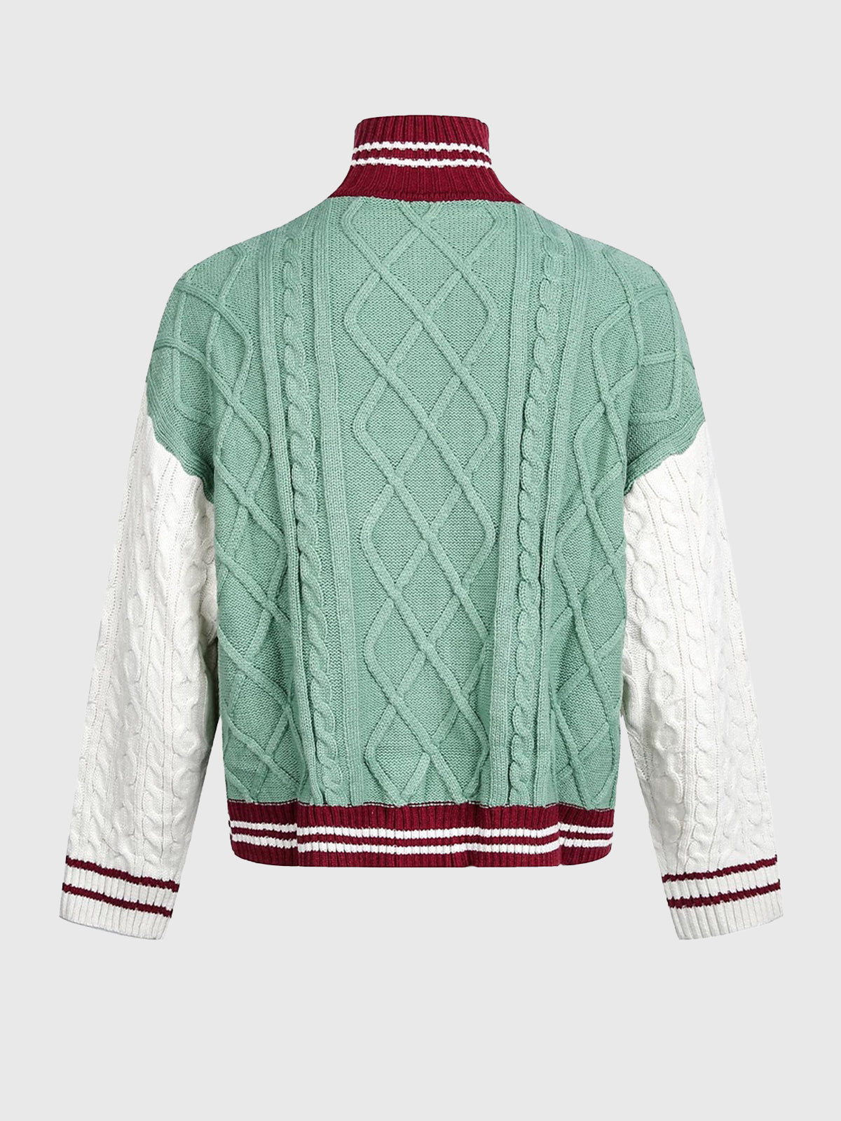 Varsity Mint Knit Bomber – Mint Burgundy