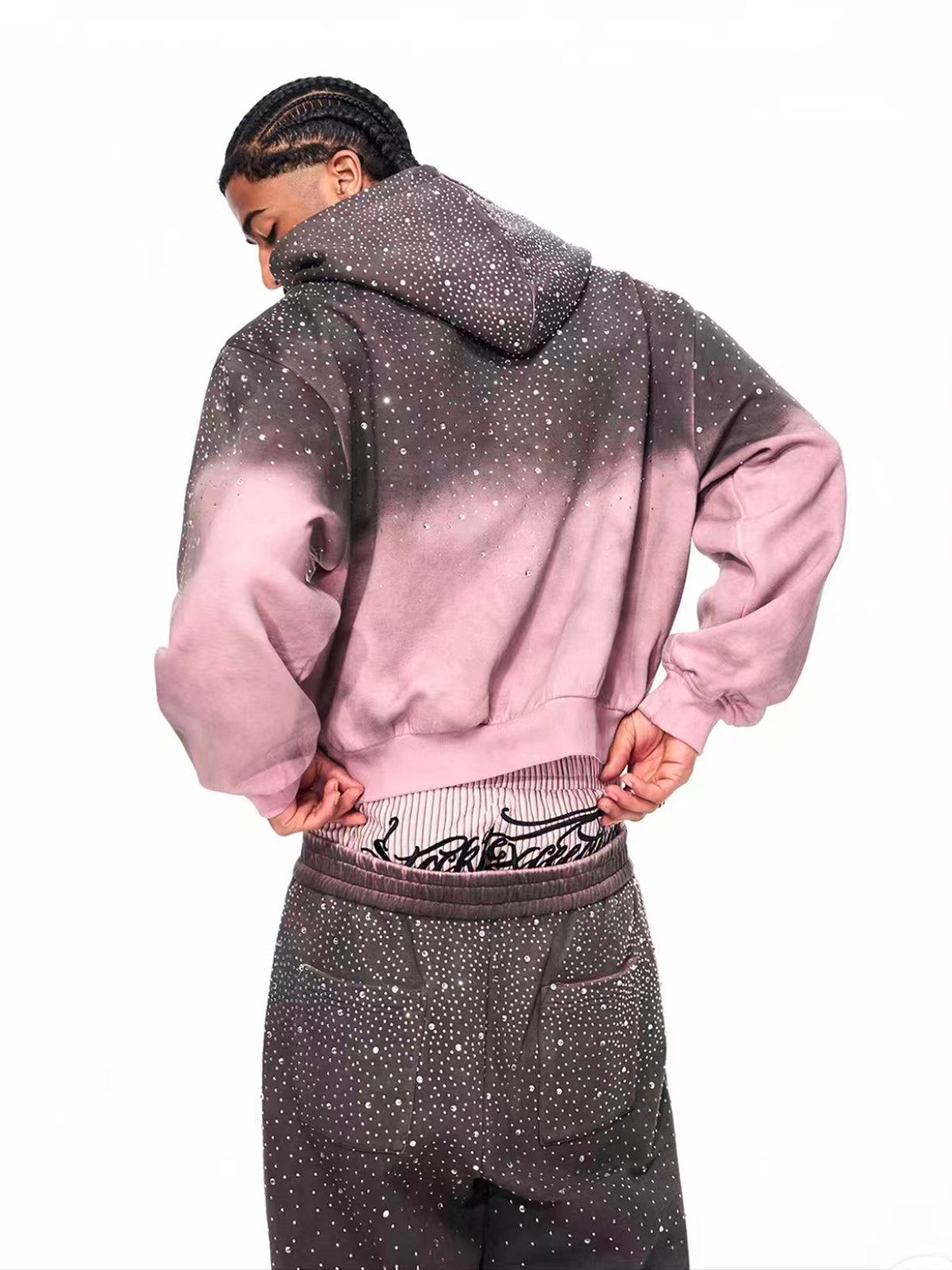 American Club Baggy Star Graphic Hooded Top - Pink