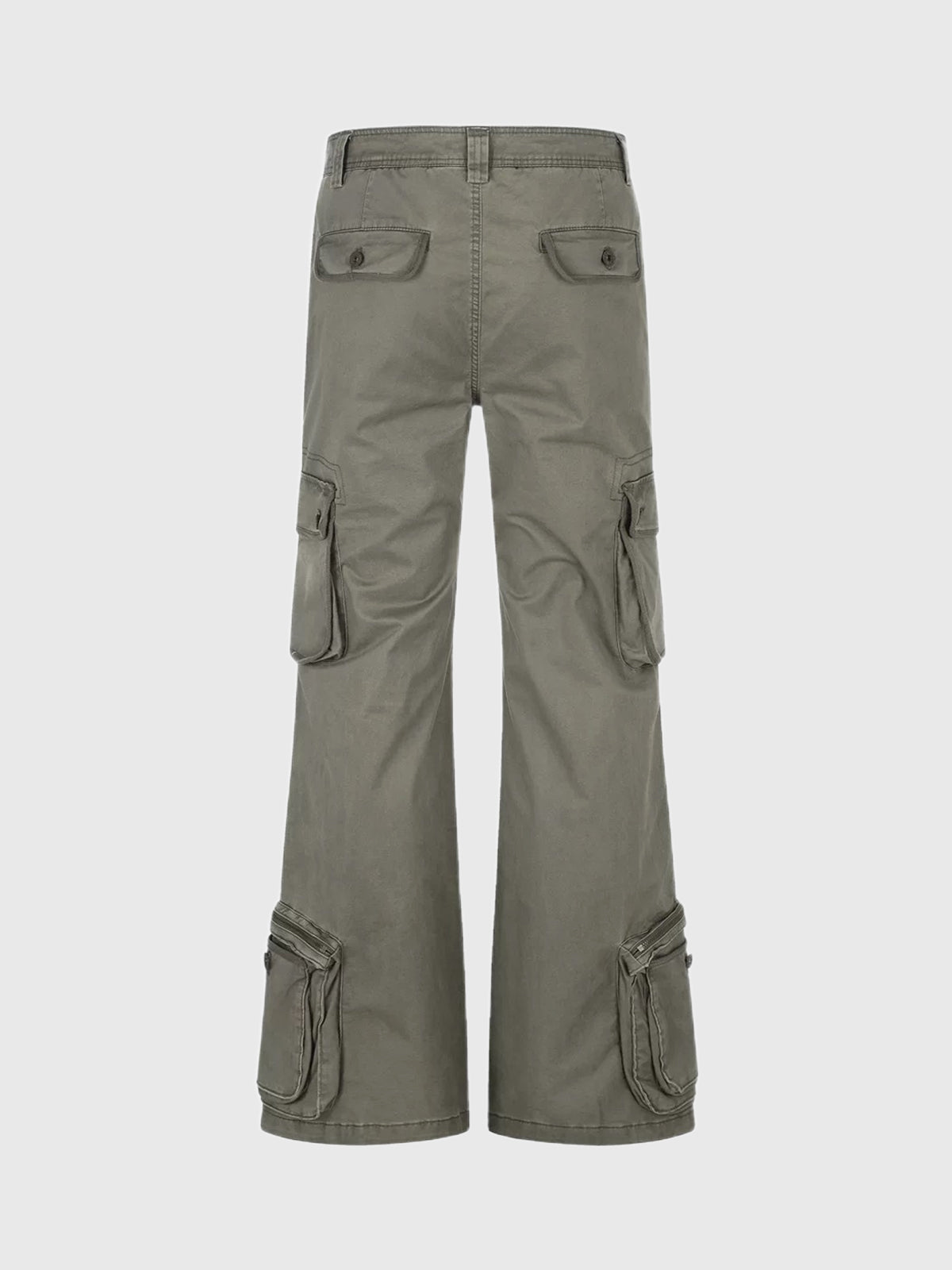 Co-ed Dorm Wide-leg Lace-Up Cargo Pants - Green