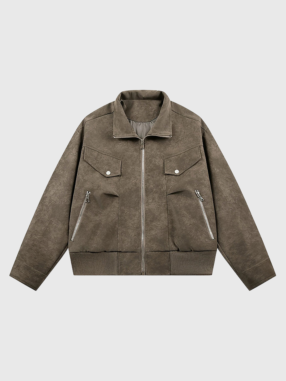 Co-ed Dorm Baggy Leather Distressed Jacket - Brown