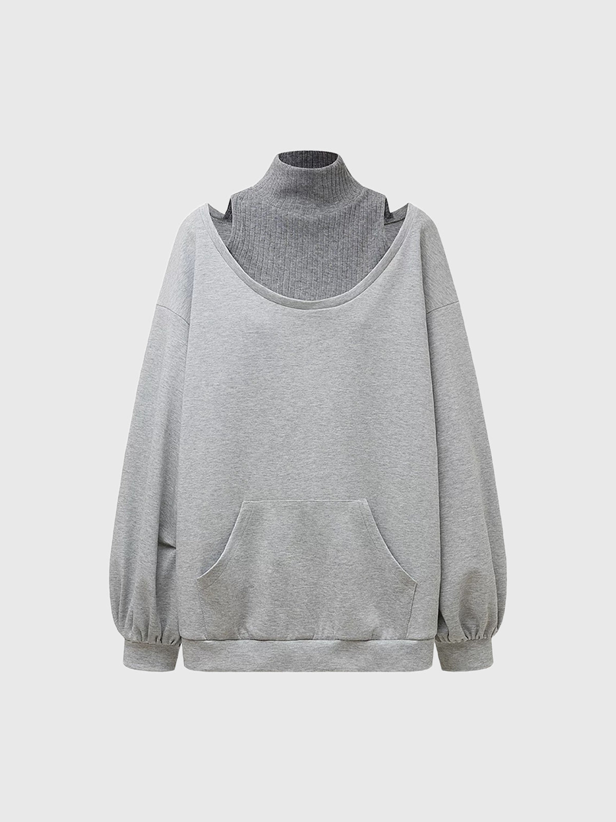 Co-ed Dorm Layered-Look Cutout Sweatshirt - Grey