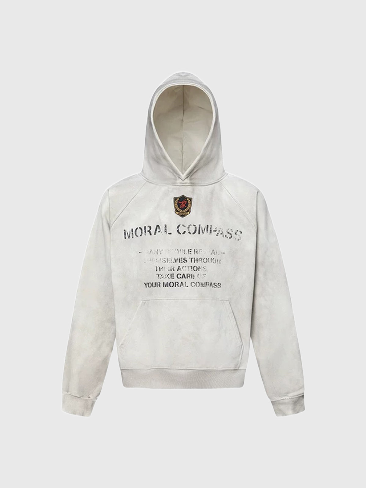 Co-ed Dorm Baggy Graphic Printed Hoodie - White