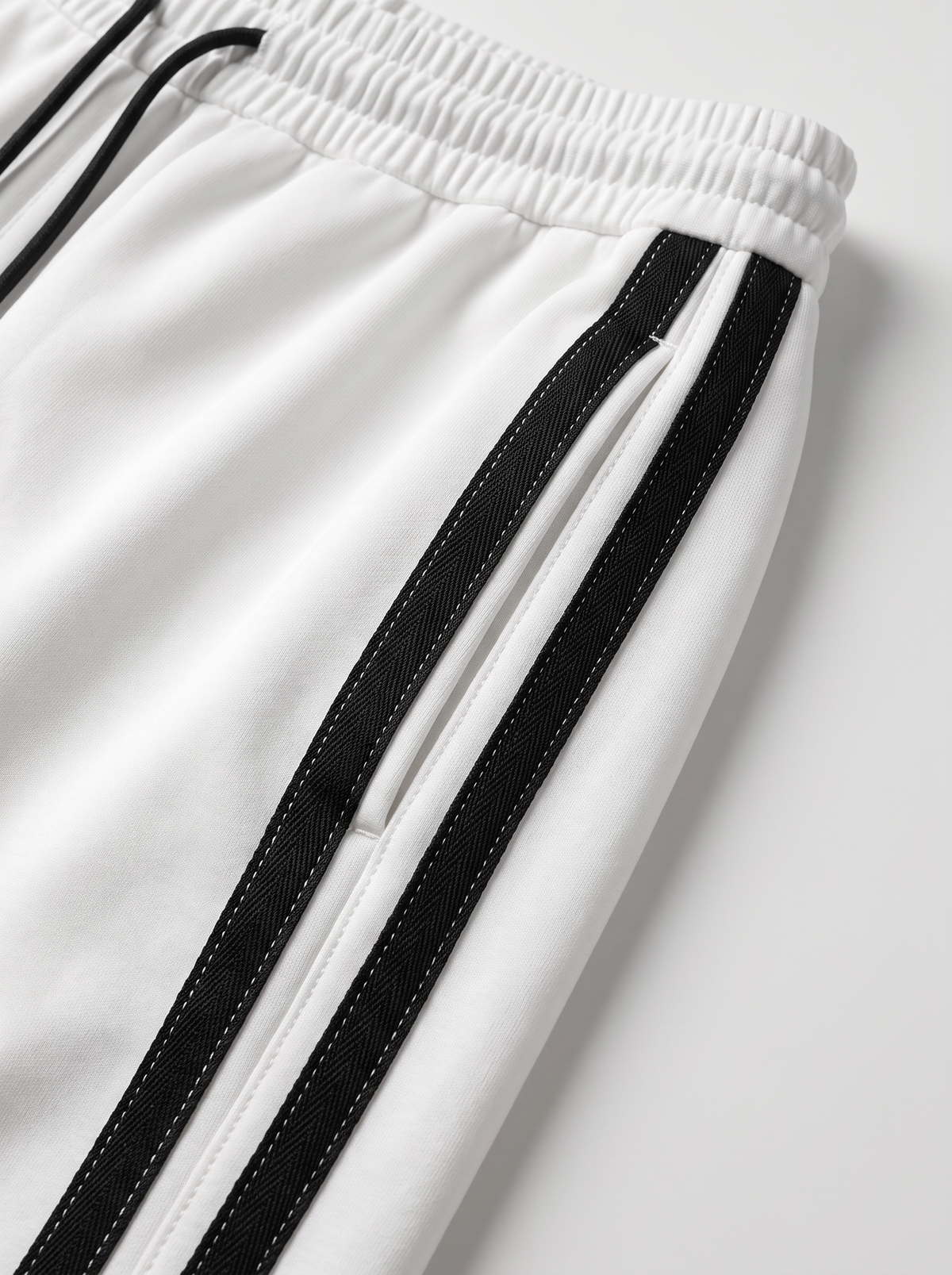 Co-ed Dorm Wide-leg Side-Stripe Track Pants - White