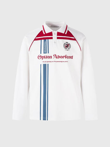 Striped Polo Long Sleeve Shirt – Clear White