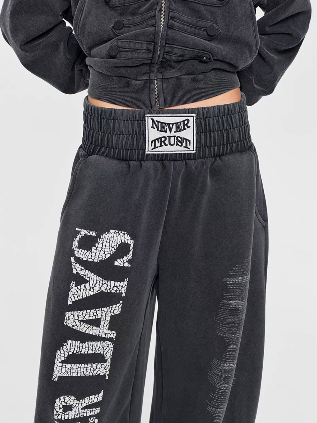 Co-ed Dorm Wide-leg Contrast Stitch Cargo Maxi Pants - Black